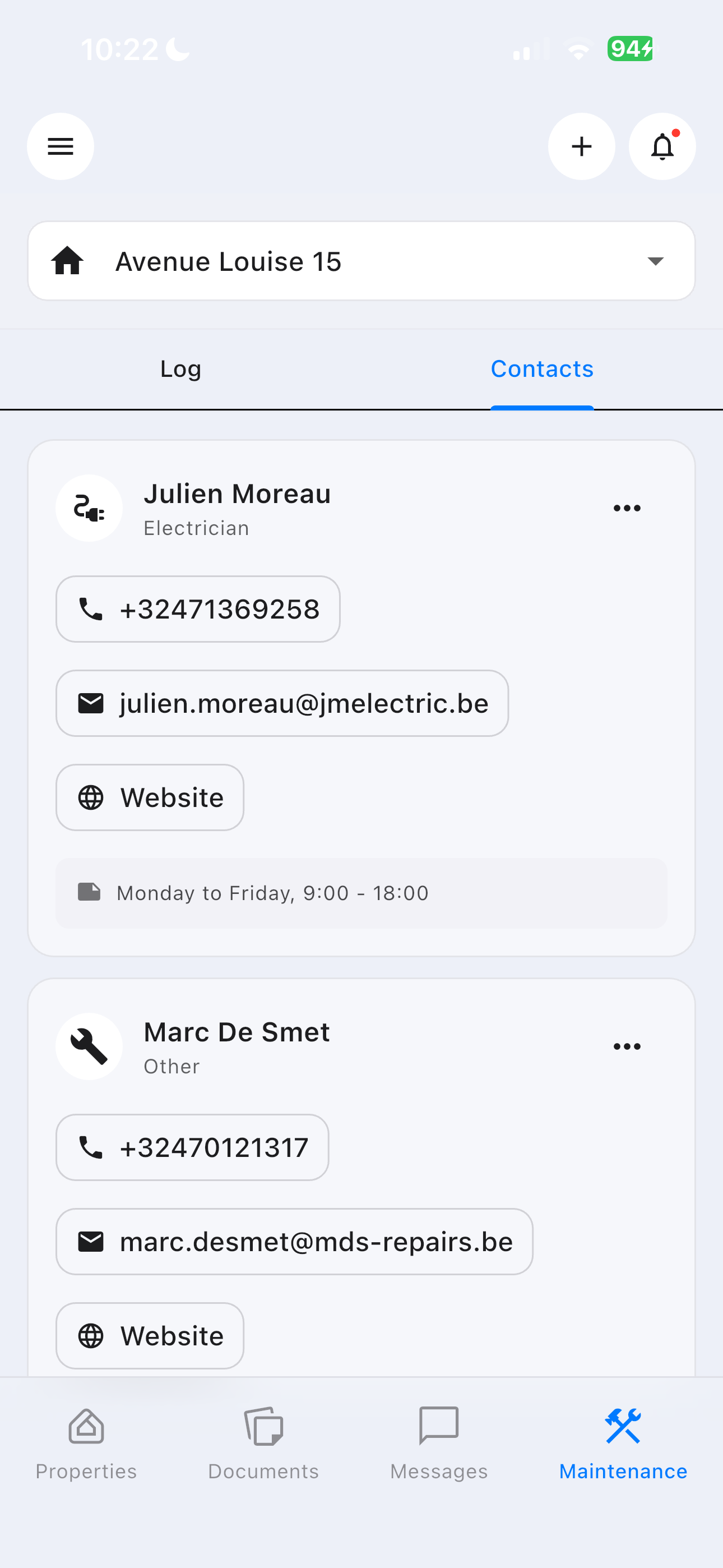 Maintenance Contacts - Light